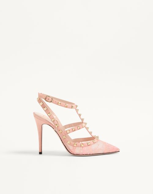 Rockstud pumps met veters en bandjes van 100 mm