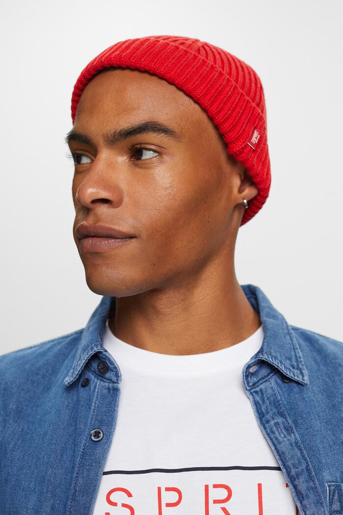 Rippstrick-Beanie, 100 % Baumwolle