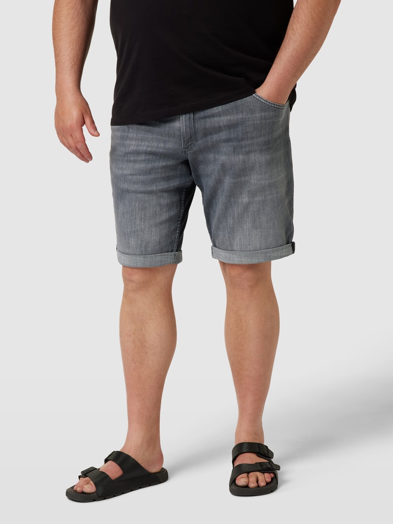 PLUS SIZE Jeansshorts mit fixierten Beinumschlägen Modell 'RICK' in mittelgrau