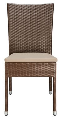 MERXX Gartensessel Caletta (Set, 2-St), 2er Set, Polyrattan, stapelbar, braun, inkl. Auflage