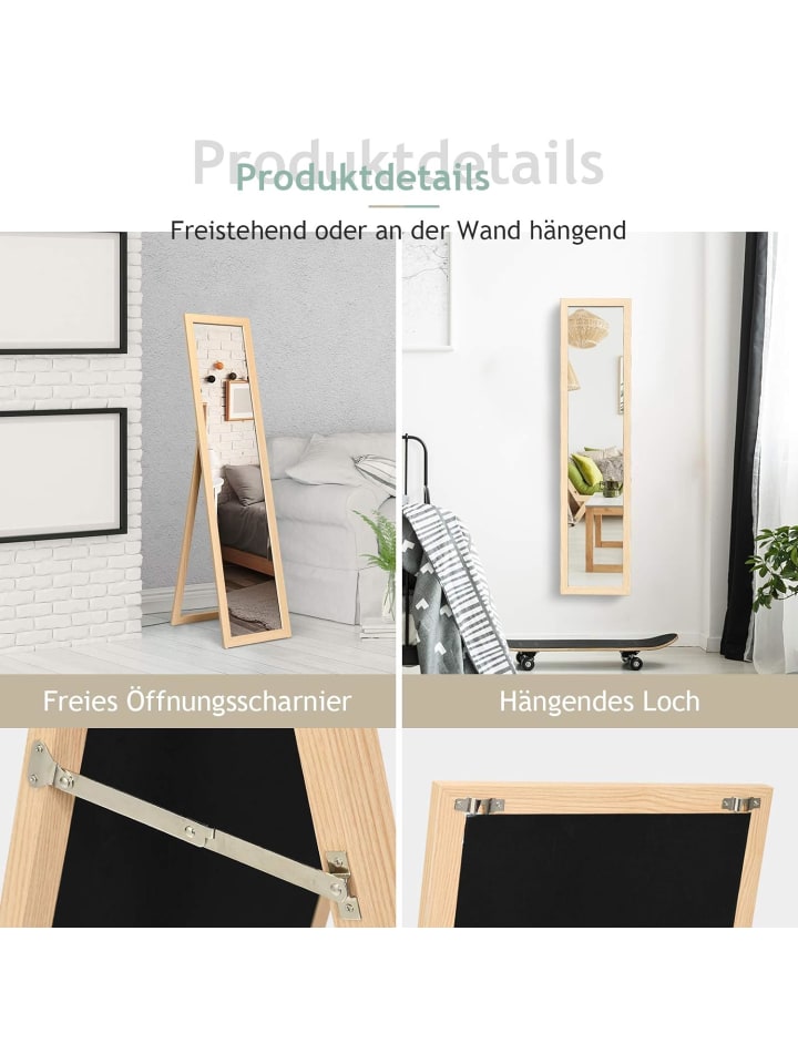 COSTWAY 2 in 1 Ganzkörperspiegel in Beige günstig kaufen 155 cm