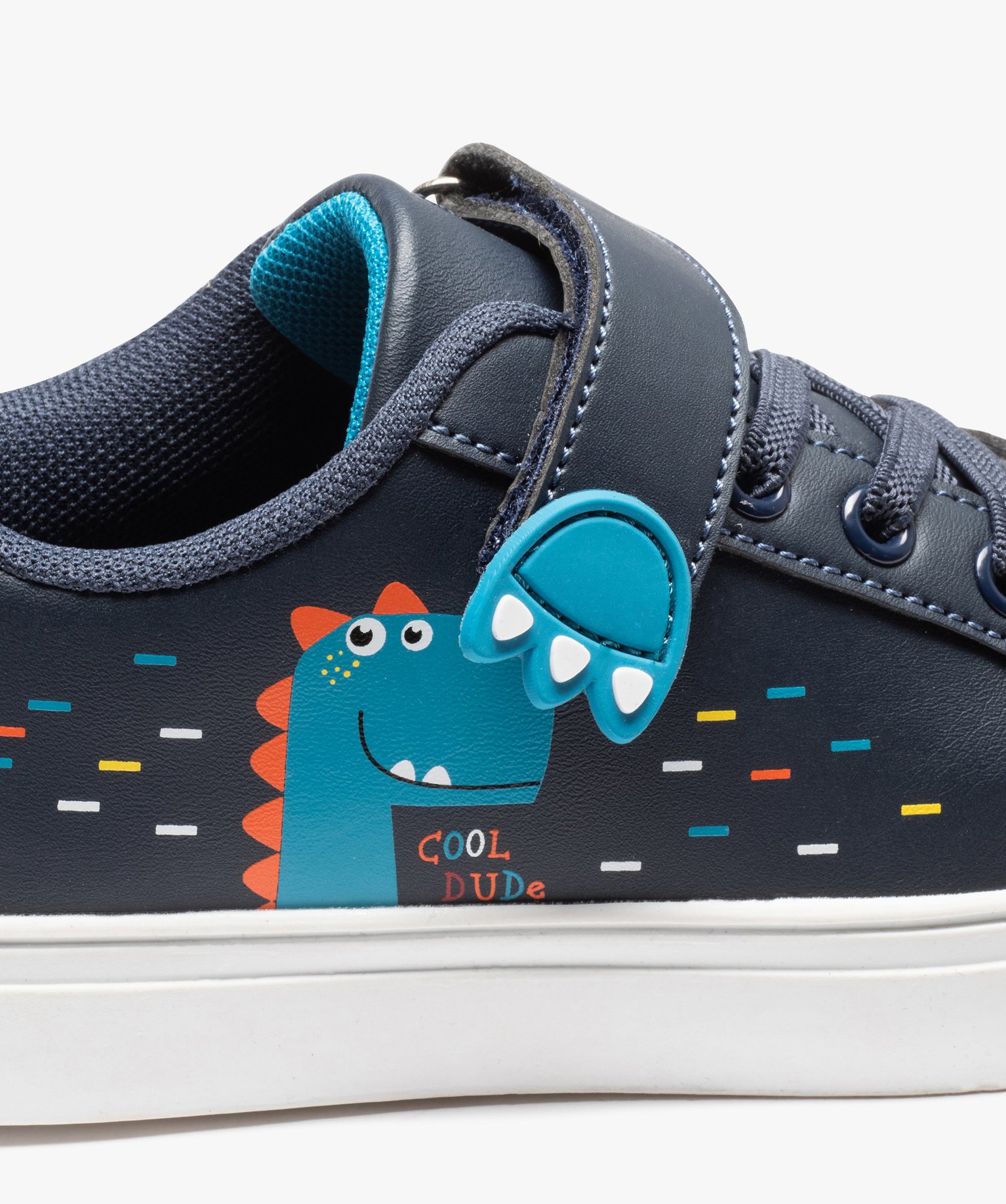 Baskets Garçon unies détail dinosaure du 31 au 36 marine | GEMO