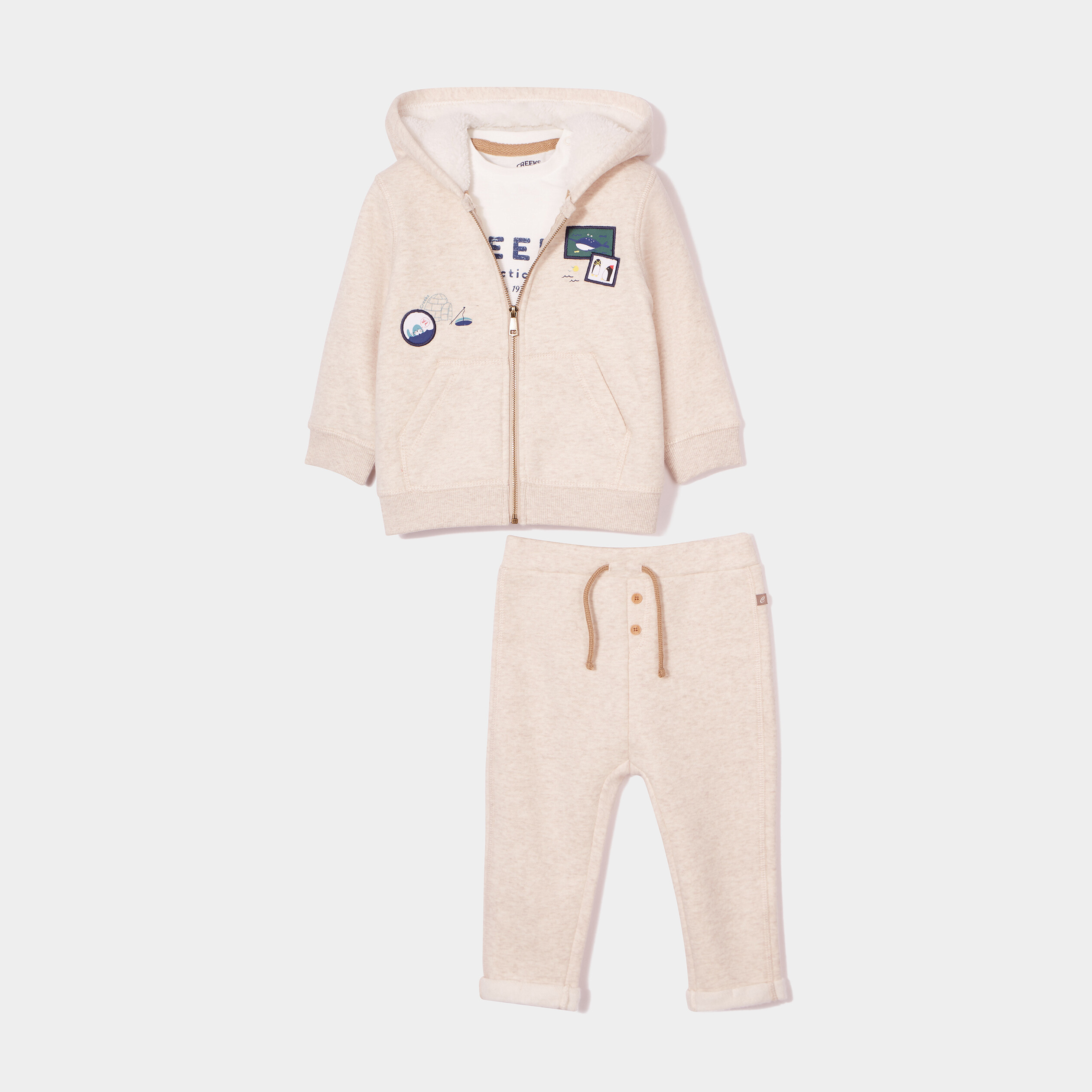 Ensemble t-shirt pantalon gilet Creeks beige bébé garçon | La Halle