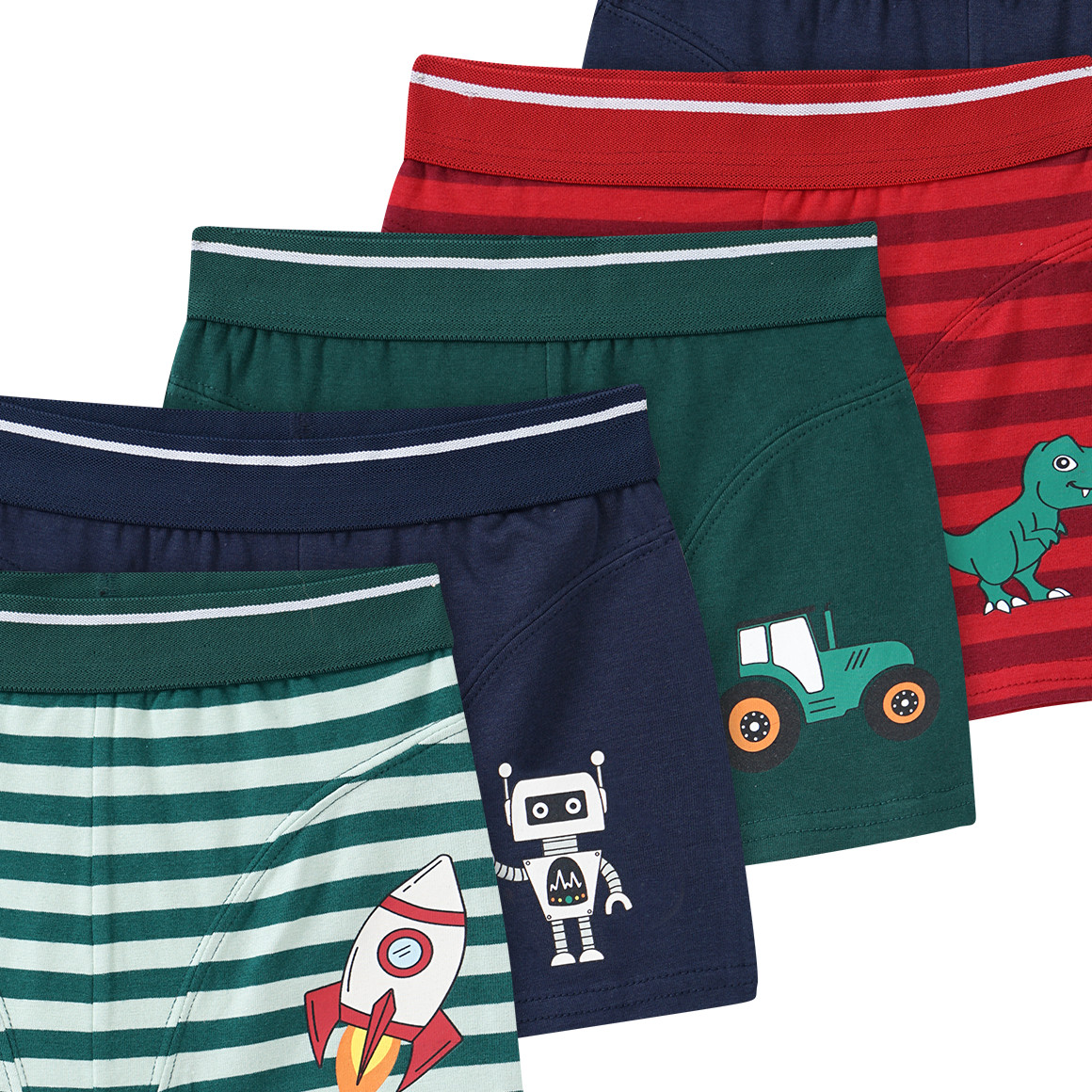 5 Jungen Boxer in verschiedenen Dessins