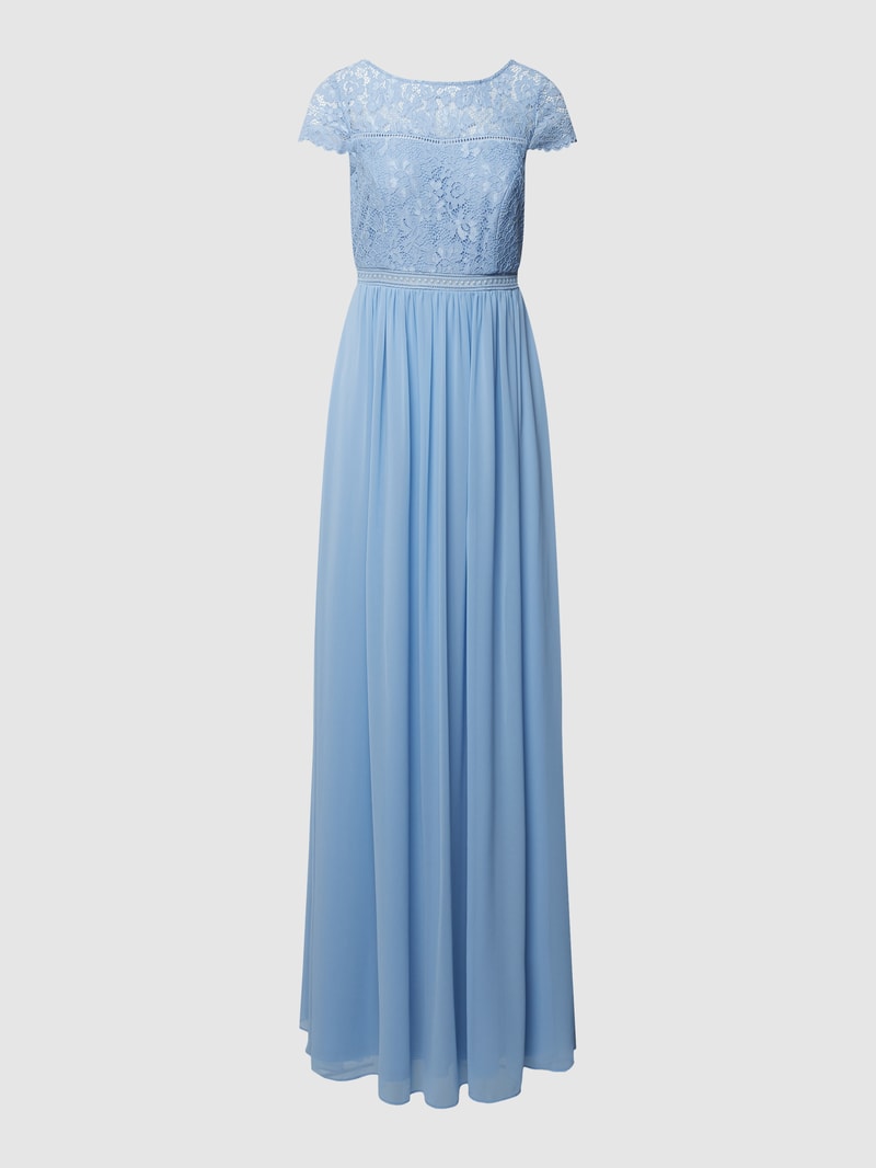 Abendkleid mit floraler Spitze in bleu