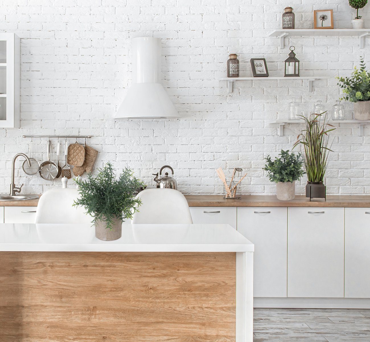 Künstliche Zimmerpflanze 3 Stück Mini Kunstpflanzen mit Töpfen Eukalyptus Rosmarin Babysbreath, Homewit, Tischdeko Haus Balkon Büro Deko