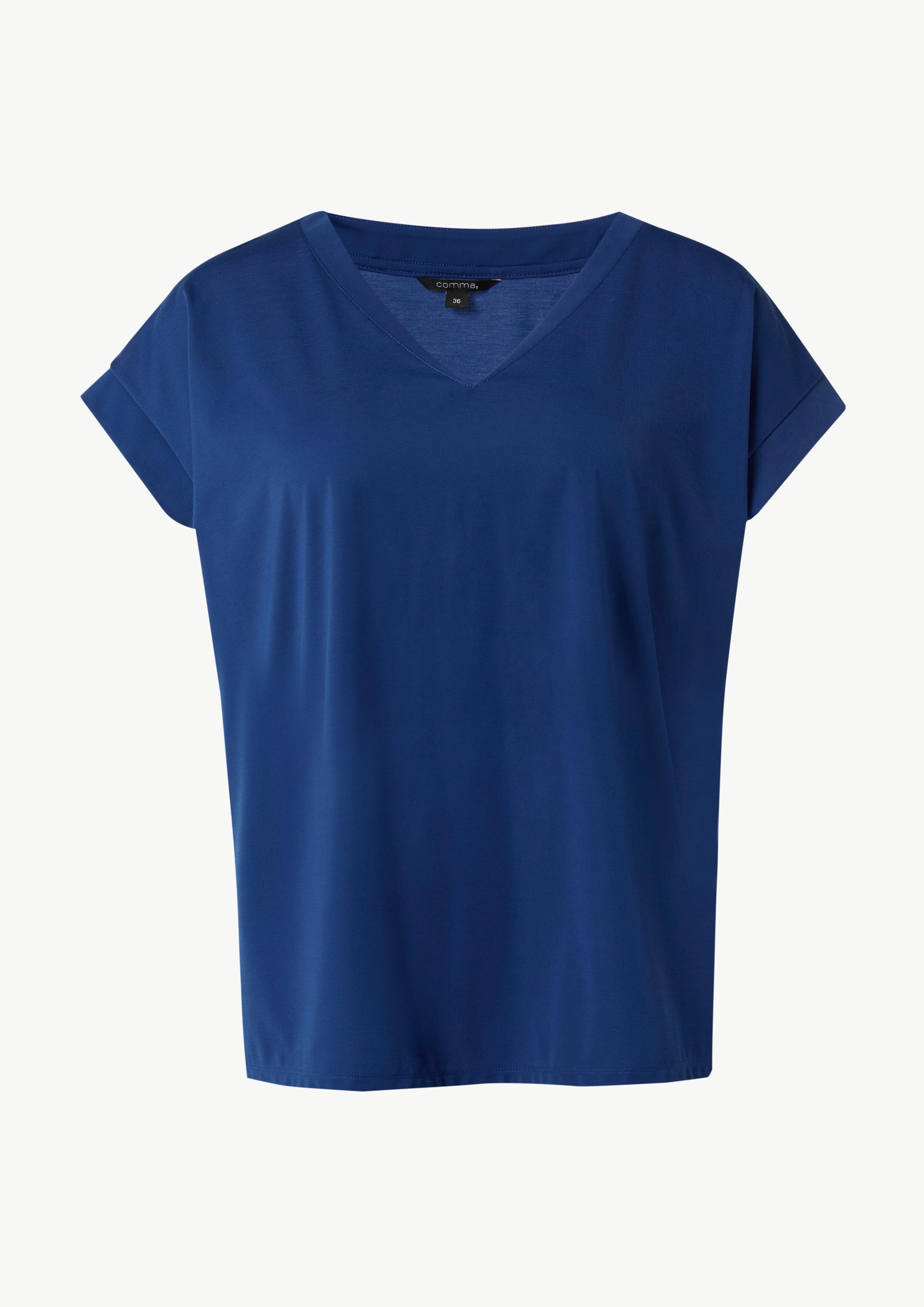 Fließendes T-Shirt aus Jersey im Loose Fit - dunkelblau