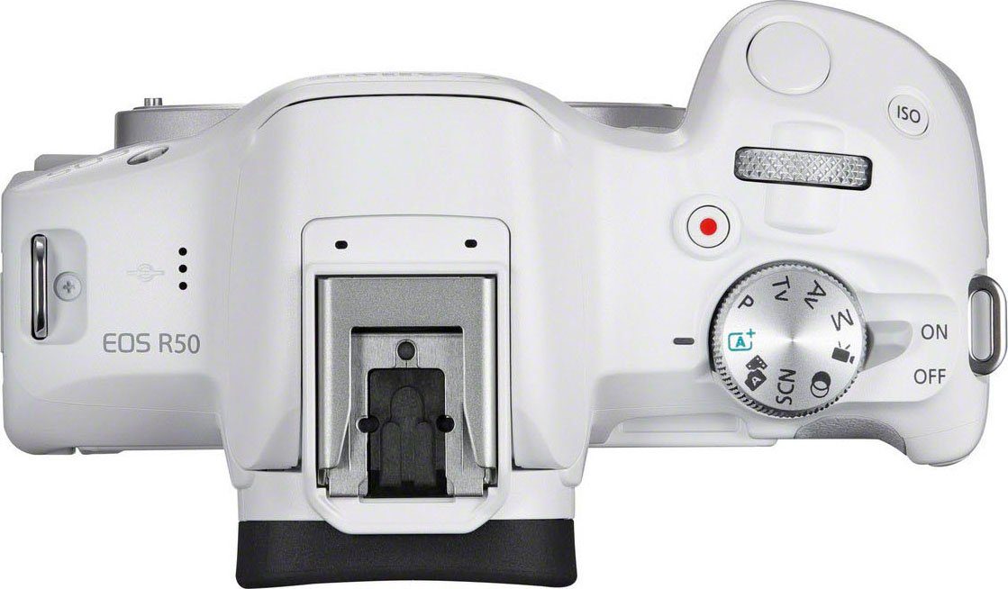 Canon EOS R50 + RF-S 18-45mm F4.5-6.3 IS STM Kit Systemkamera (RF-S 18-45mm F4.5-6.3 IS STM, 24,2 MP, Bluetooth, WLAN)