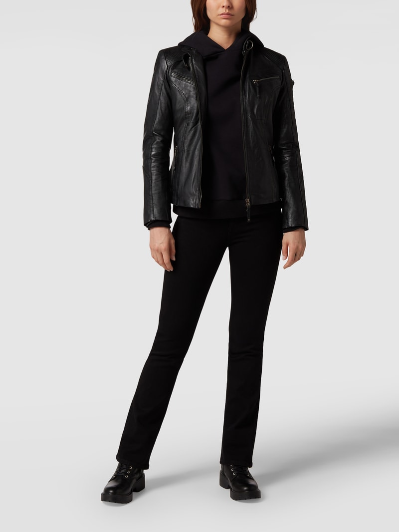 Lederjacke aus Lammnappa in schwarz