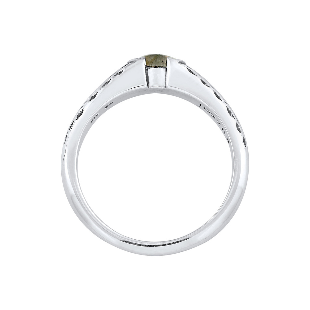 KUZZOI KUZZOI Bague Homme Bande Vintage Usagé avec pierre labradorite en argent sterling Bague