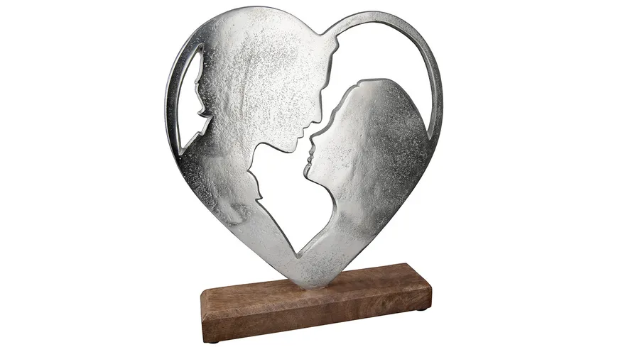 GILDE Aluminium Herz Liebespaar H=19cm silberfarben