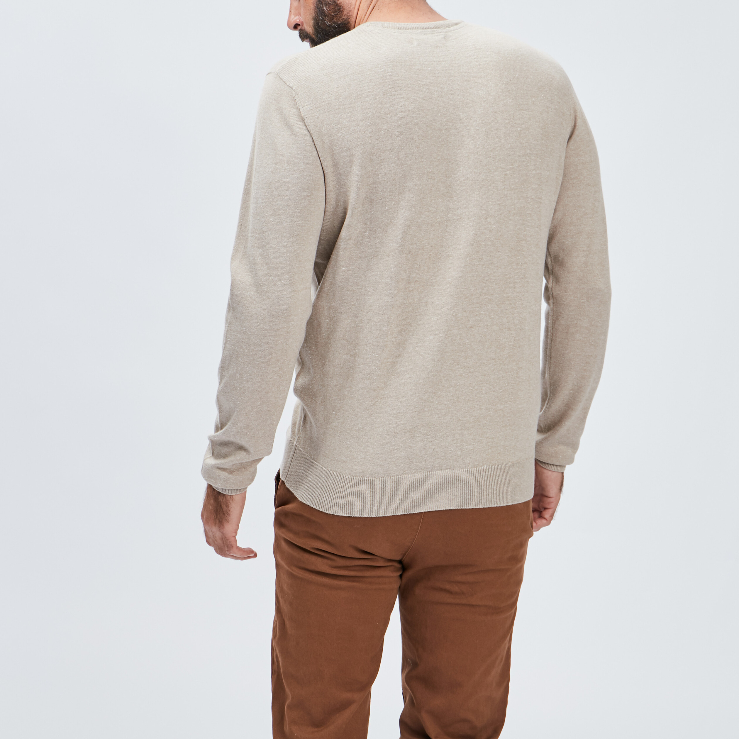 Pull avec col en V sable homme | La Halle
