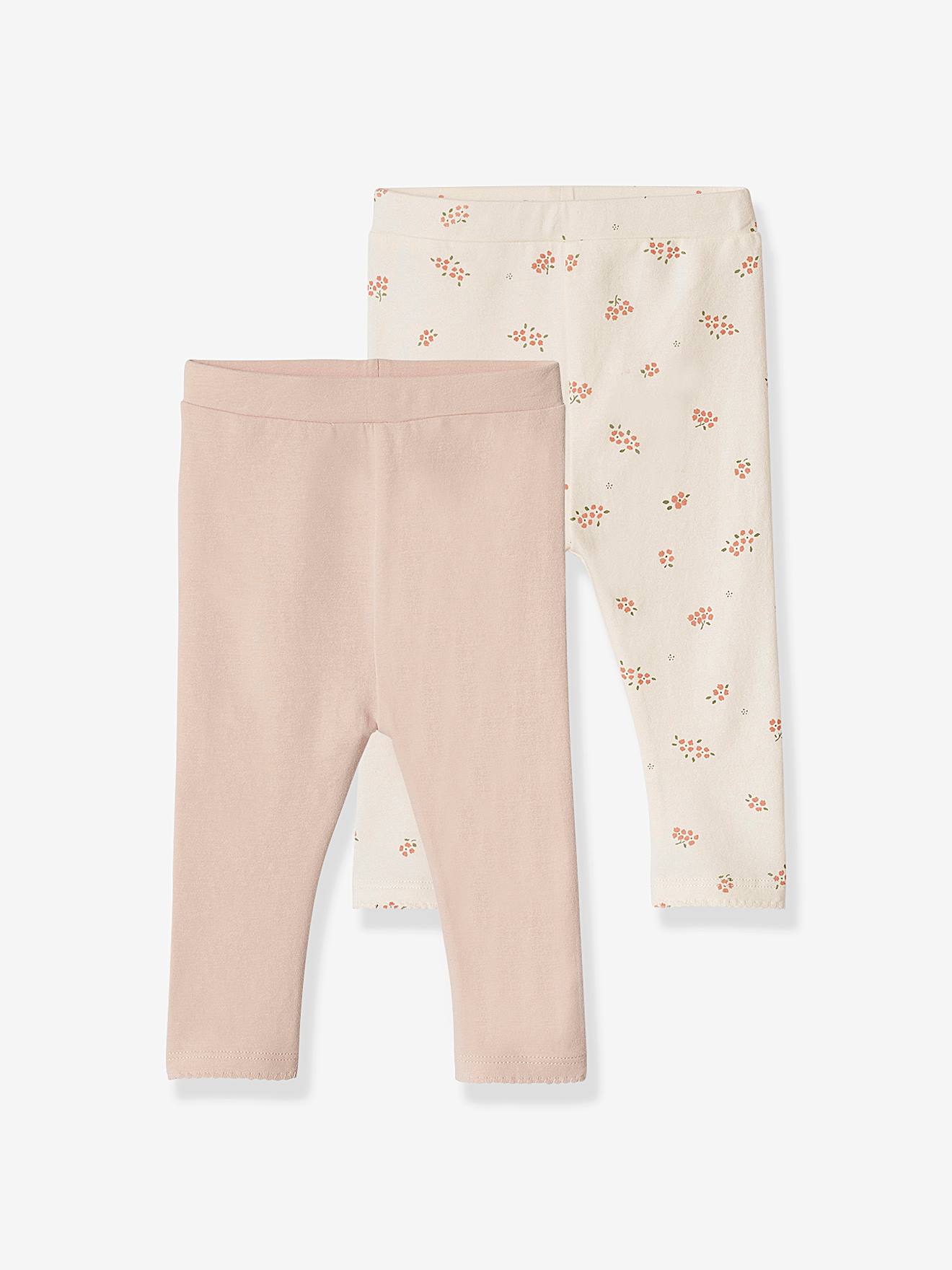Lot de 2 leggings basic bébé BASICS rose pâle