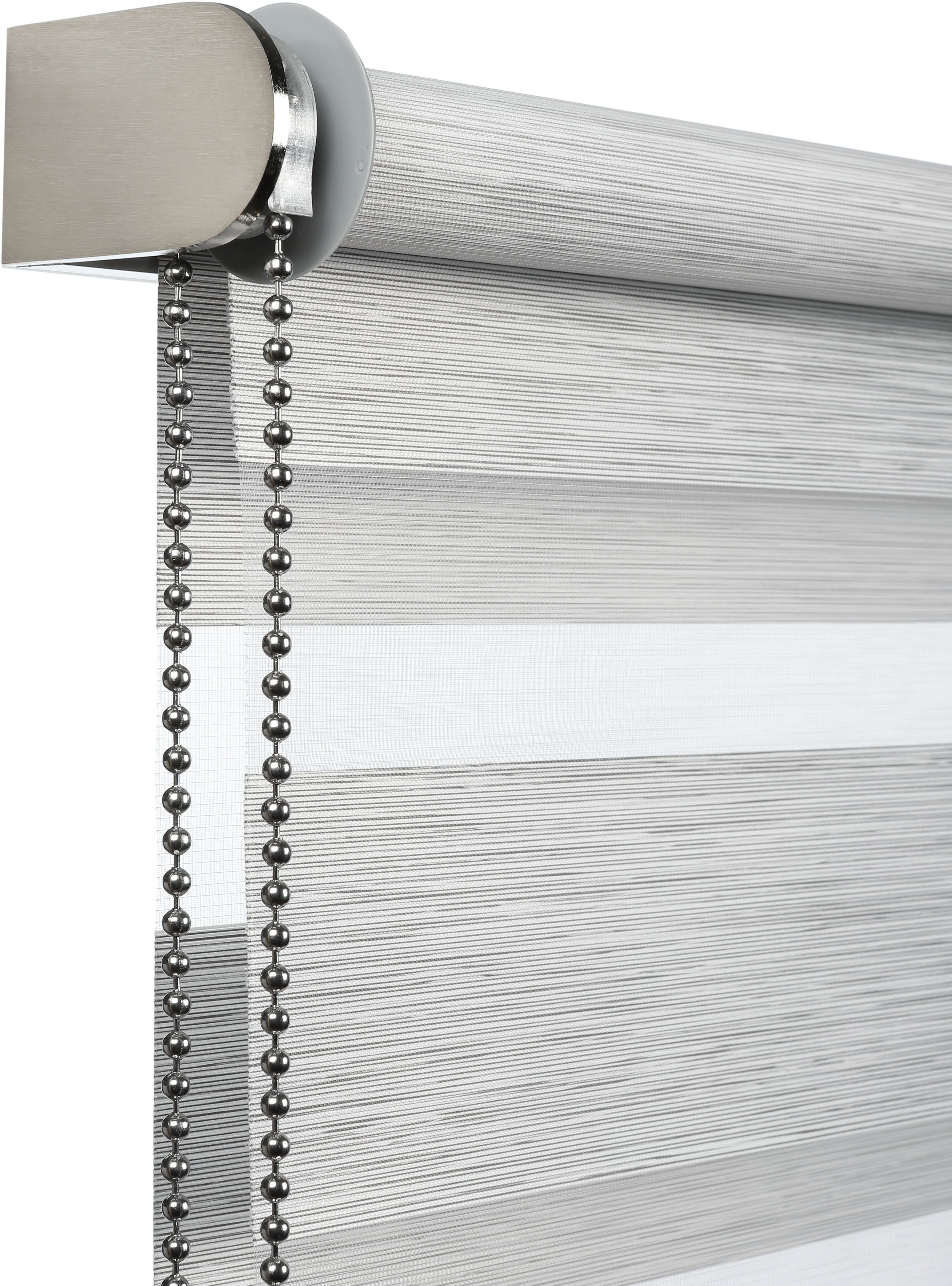 Doppelrollo Doppelrollo de luxe, GARDINIA, halbtransparent, Klemmträger mit Feststellschraube, hochwertiges Gesamtkonzept mit silbernen Metallkomponenten