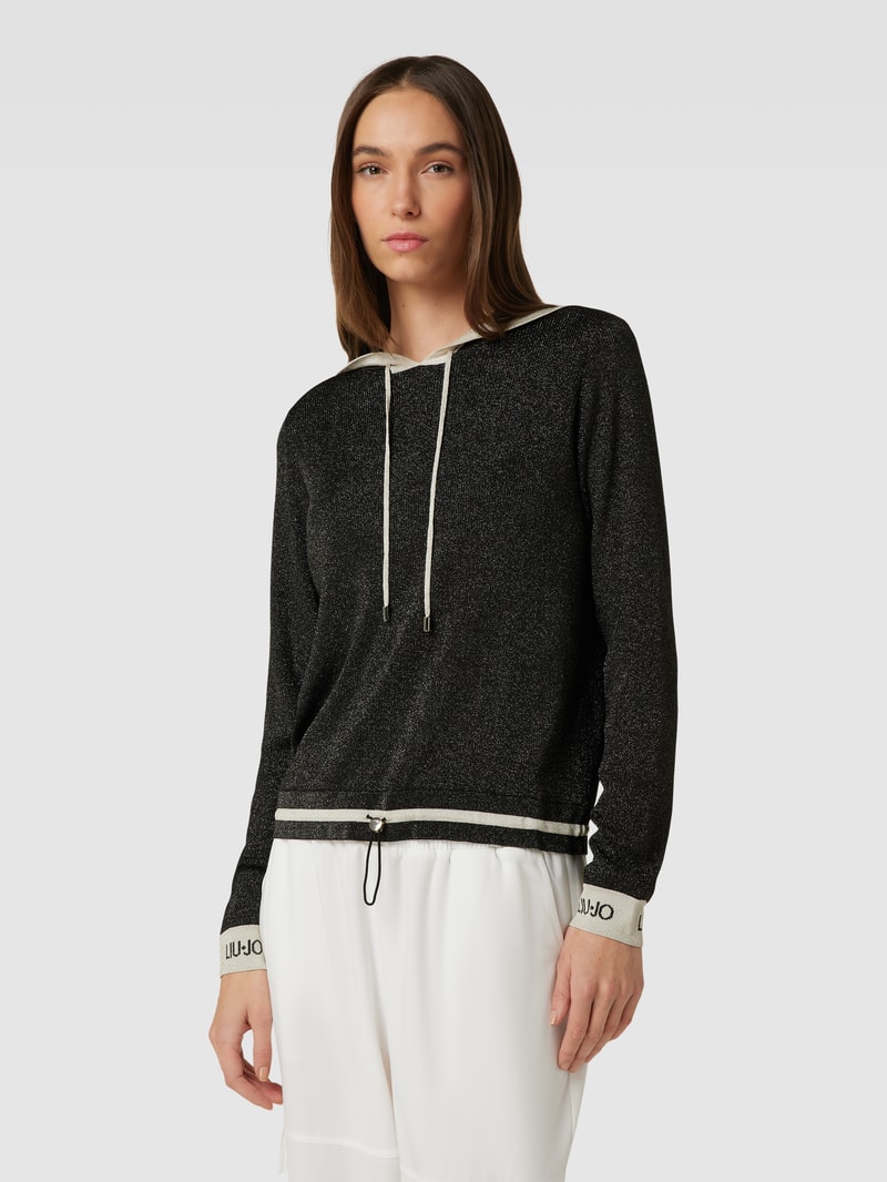 Hoodie aus Effektgarn in metallic schwarz