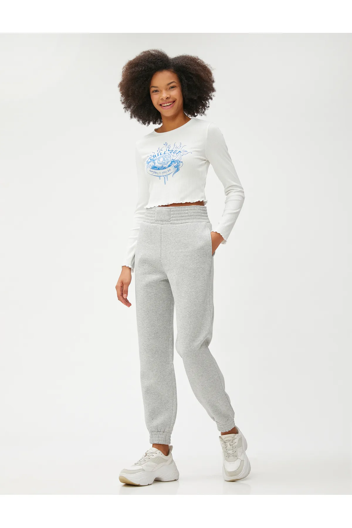 Koton  Jogger-Jogginghose mit hoher Taille und detaillierten Taschen