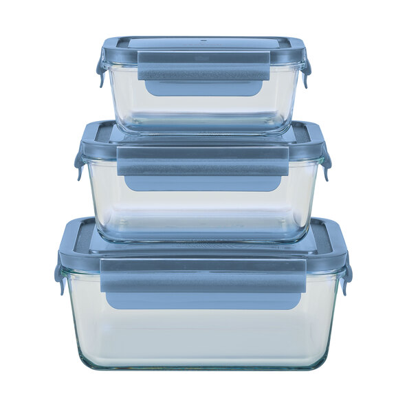Glas-Frischhaltedosen-Set, blau