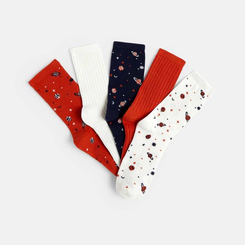 Chaussettes fantaisie à motifs multicolores Garçon (lot de 5)