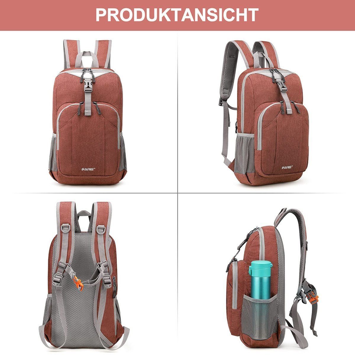 G4Free Wanderrucksack, 10L Mini Ultraleichter Tage-, Reise-Schulrucksack