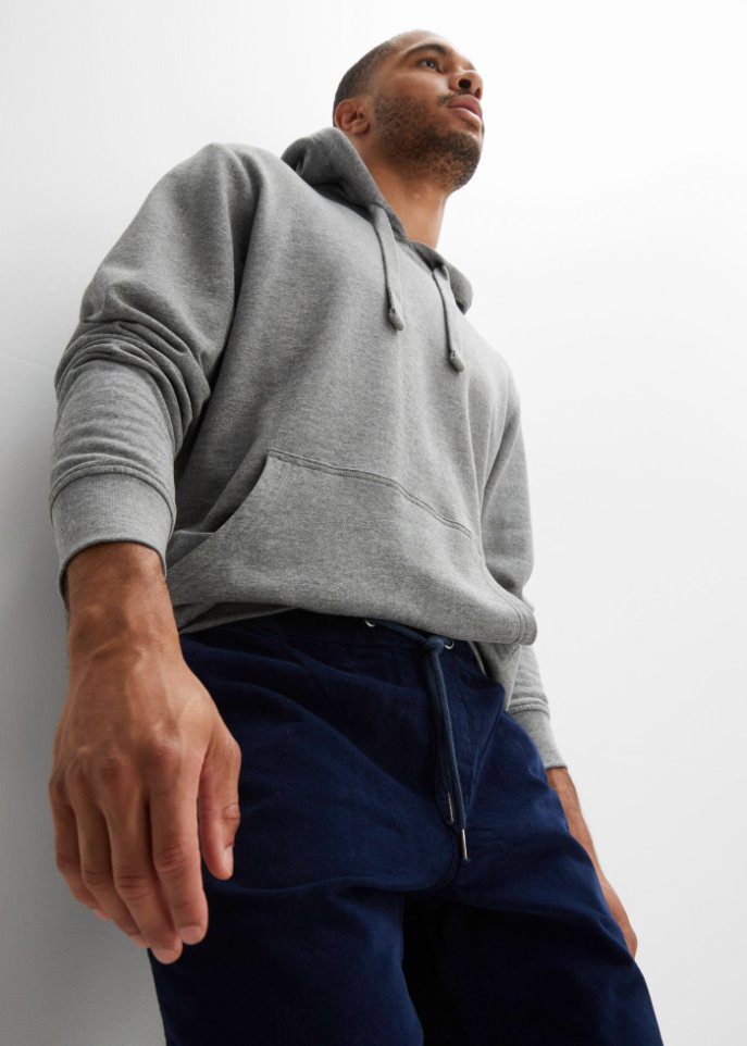Regular Fit Cord-Schlupfhose in leicht verkürzter Länge, Straight