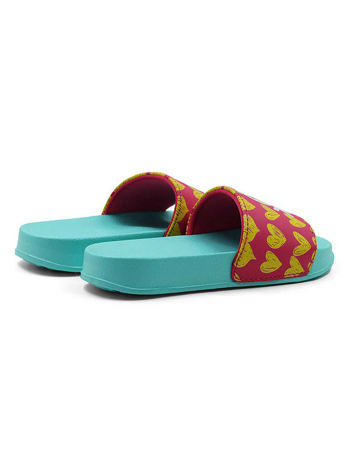 Benetton Pantoletten in Türkis/ Pink/ Gelb günstig kaufen