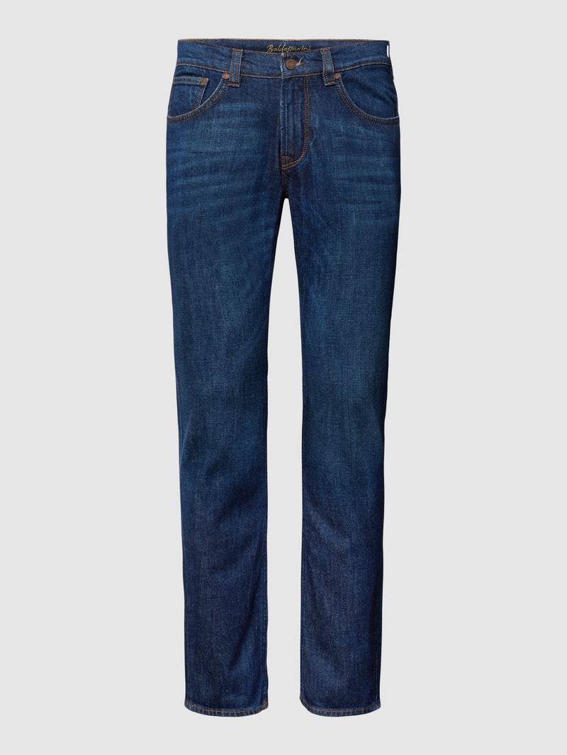 Jeans mit Kontrastnähten Modell 'John Neuer' in marineblau