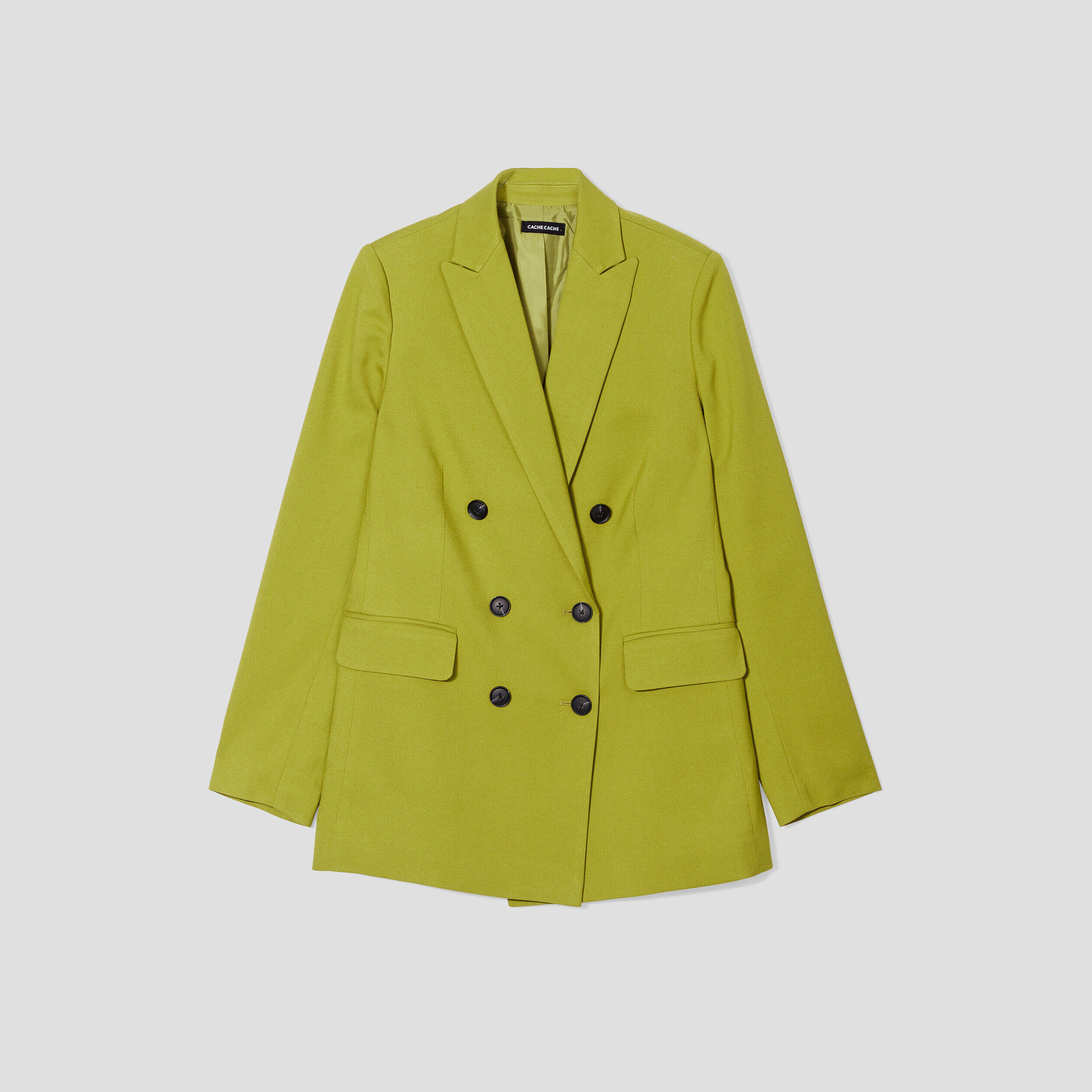 Veste blazer double boutonnage vert kaki femme | Cache Cache