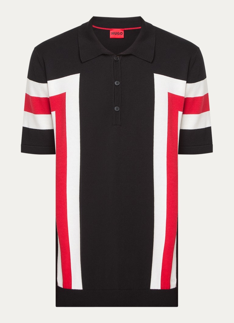 HUGO BOSS Fine-knit regular fit polo with knitted-in pattern