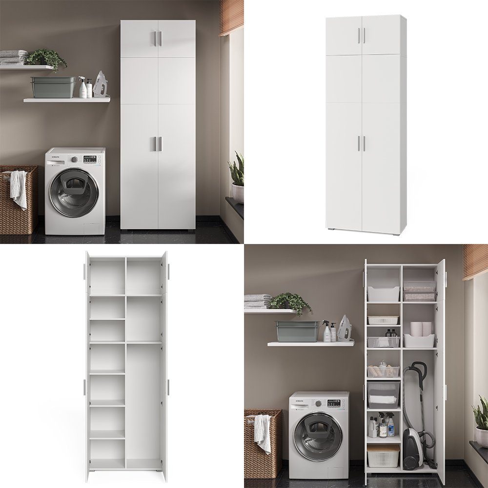 Vicco Mehrzweckschrank Universalschrank 2 Türen Aufsatzmodul INGO Weiß