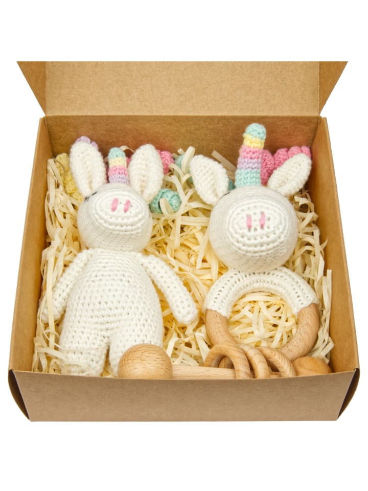 miniHeld Handgestrickter Einhorn Rainbow Set Babyrassel Holz Baumwolle 16 cm 0 Monate günstig kaufen onesize