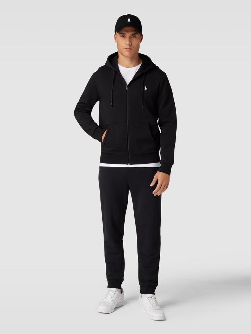 Sweatjacke mit Label-Stitching in schwarz