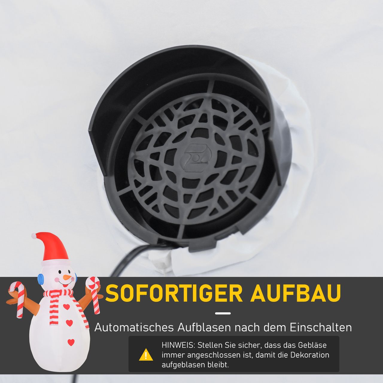 HOMCOM 2,4 m aufblasbarer Schneemann mit rotierender Beleuchtung Weihnachtsdeko für den Innen- und Außenbereich Garten Rasendekoration Party Weiß Rot 180 x 100 x 240 cm