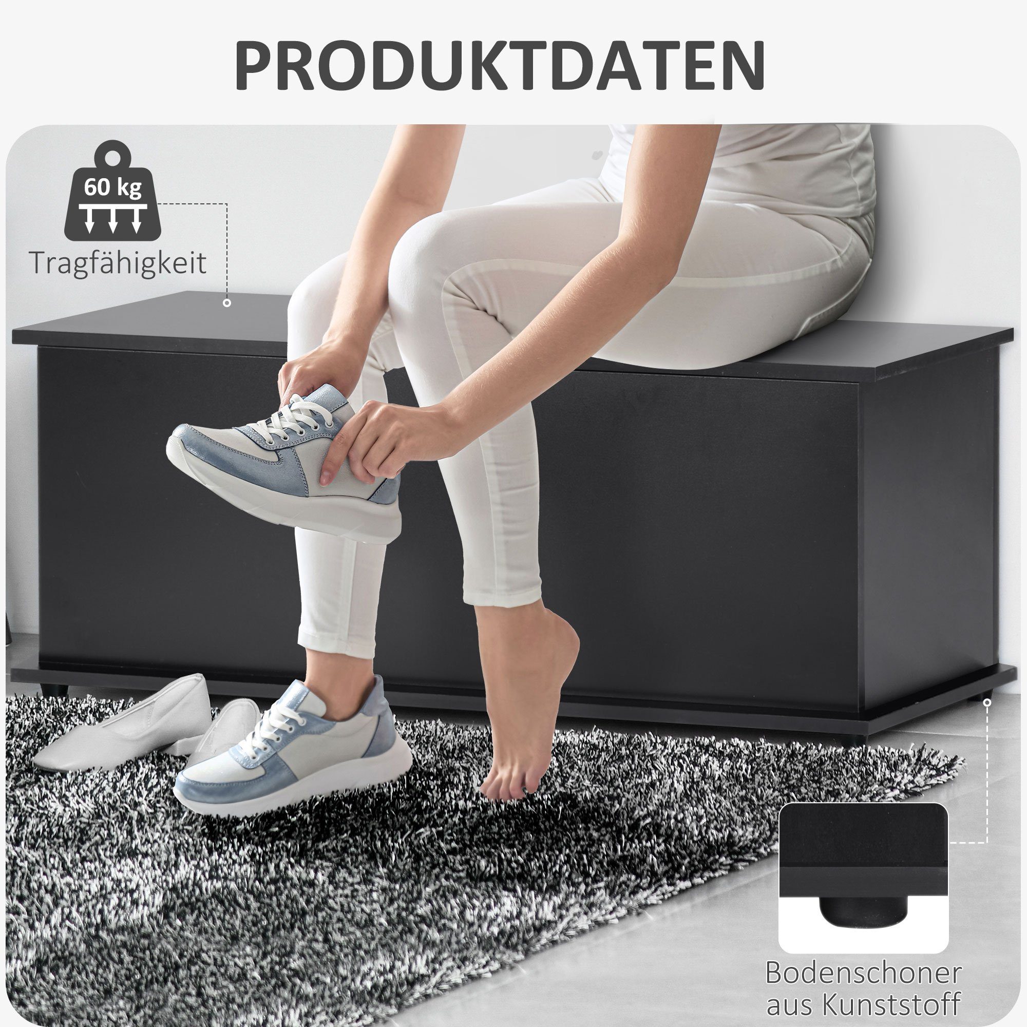 HOMCOM Truhe (Set, 1 St., Aufbewahrungsbox), mit klappbarem Deckel Holzkiste Spanplatte 3 Farben