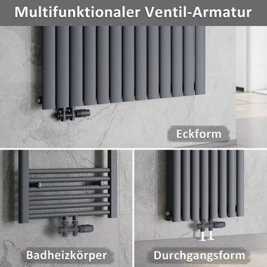 ELEGANT Designheizkörper Heizkörper Design Anthrazit Vertikal/Horizontal,Einlagig/Doppellagig, Paneelheizkörper mit Anthrazit/Chrom Multiblock
