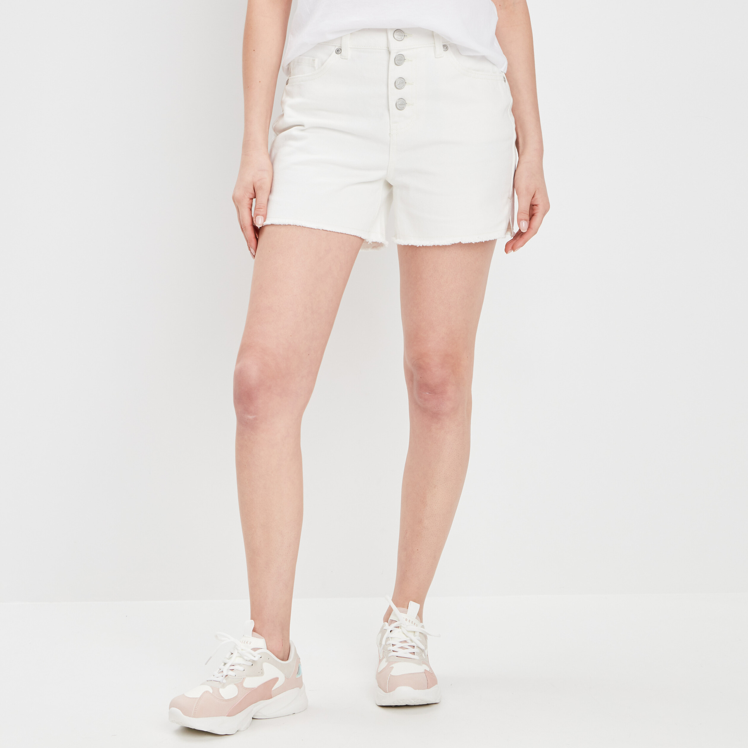 Short droit taille haute ivoire femme | La Halle