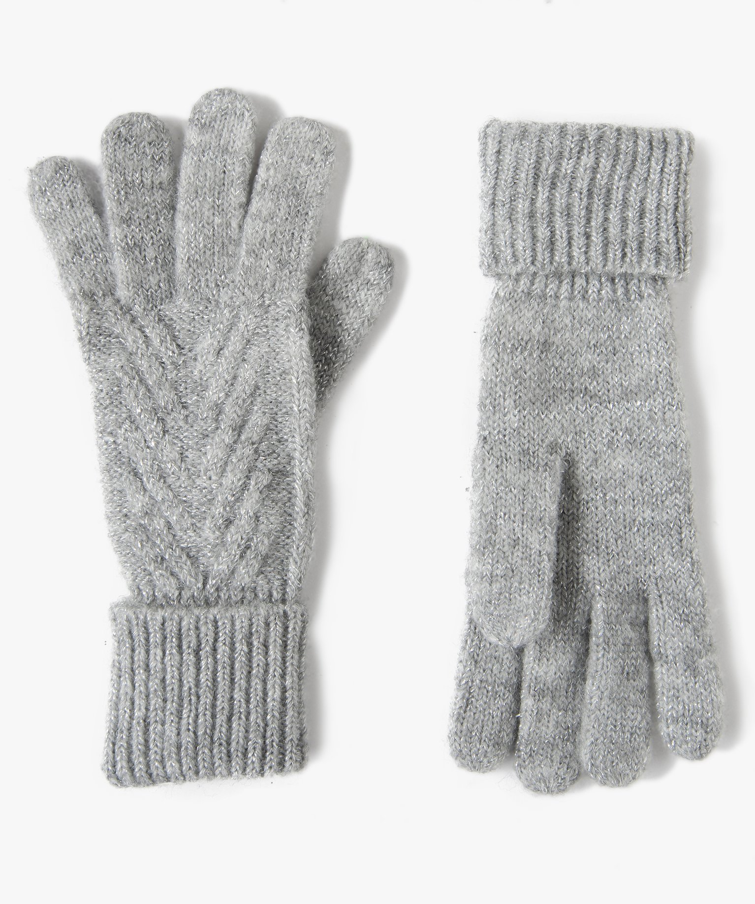 Gants en maille pailletée femme gris | GEMO