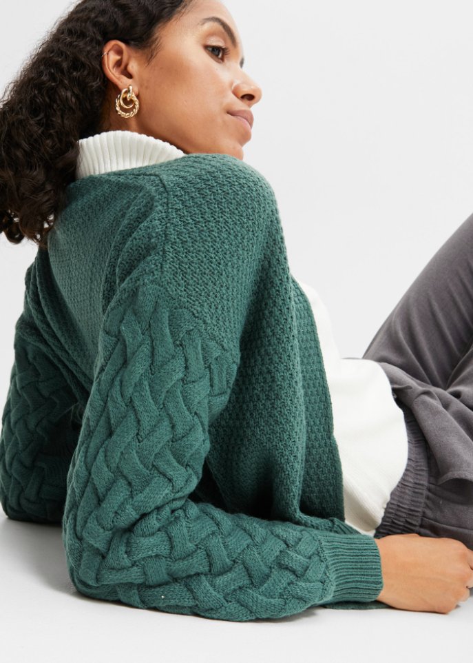 Cardigan mit Zopfmuster