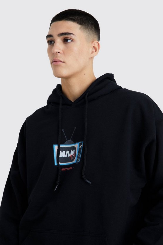 Oversize Man Hoodie mit Print
