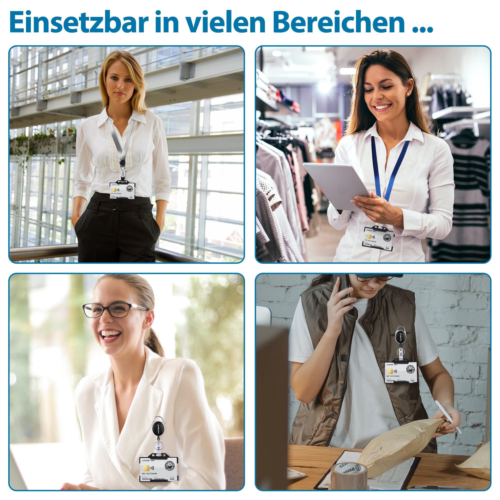 WEBBOMB Schlüsselanhänger Ausweis Schlüssel JoJo 5 Stück Bunt Ausweishalter 65 cm Kartenhalter