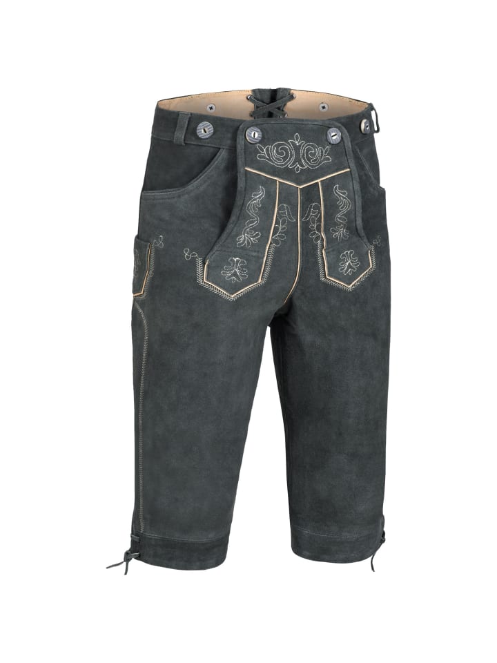 PAULGOS Lederhose Kniebund Echtleder in Grau günstig kaufen