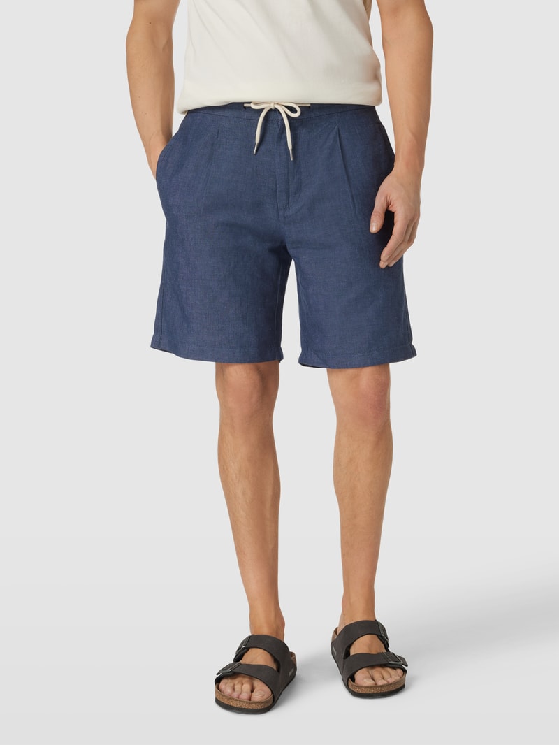 Shorts mit Bundfalten Modell 'alfonso' in marineblau