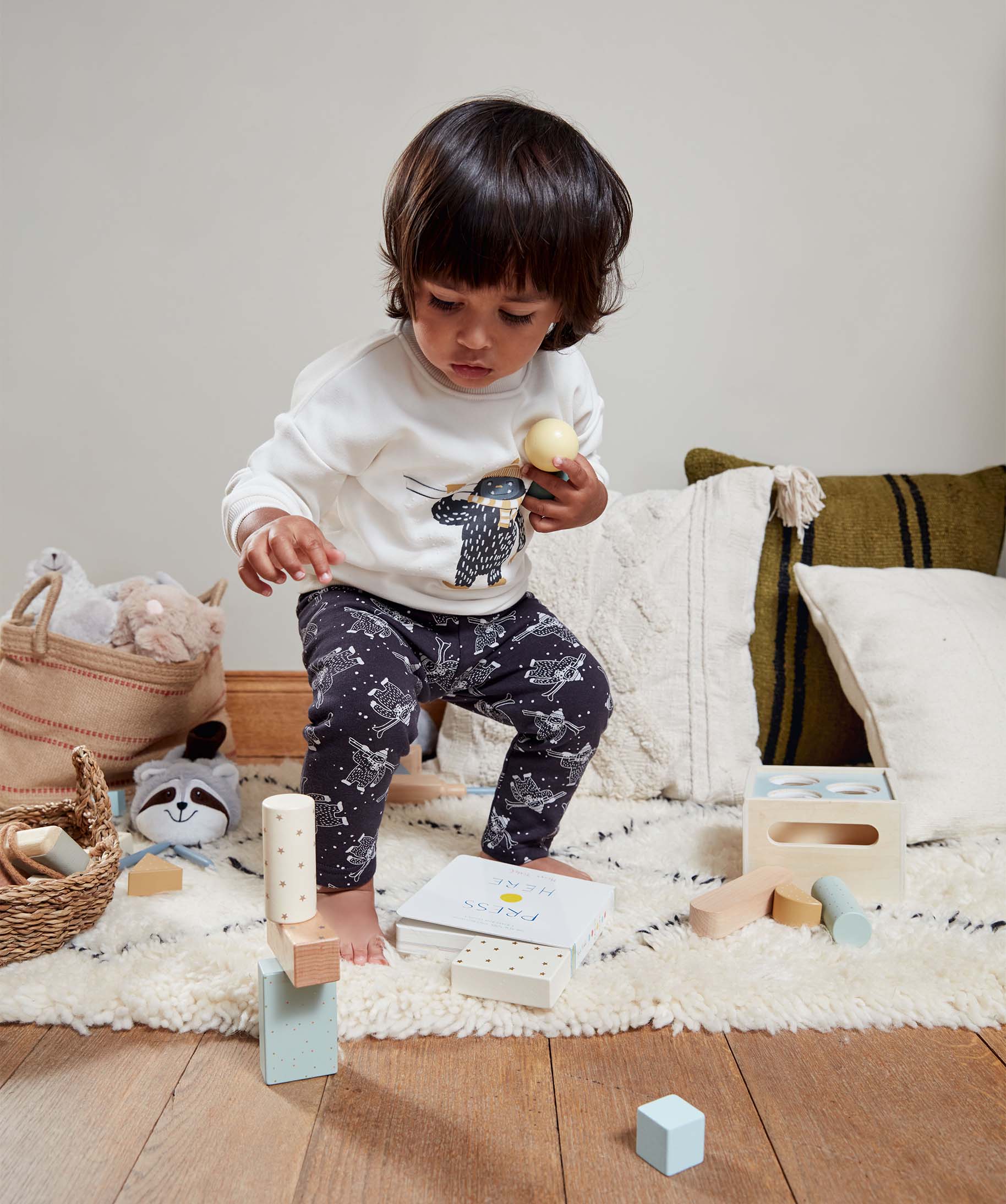 Pantalon bébé Garçon en maille avec intérieur peluche noir | GEMO