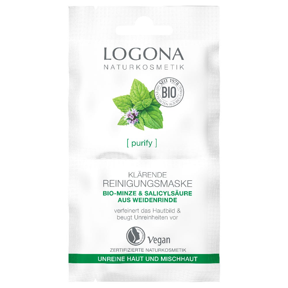 LOGONA Klärende Reinigungsmaske Bio-Minze & Salicylsäure 2x 7,5 ml