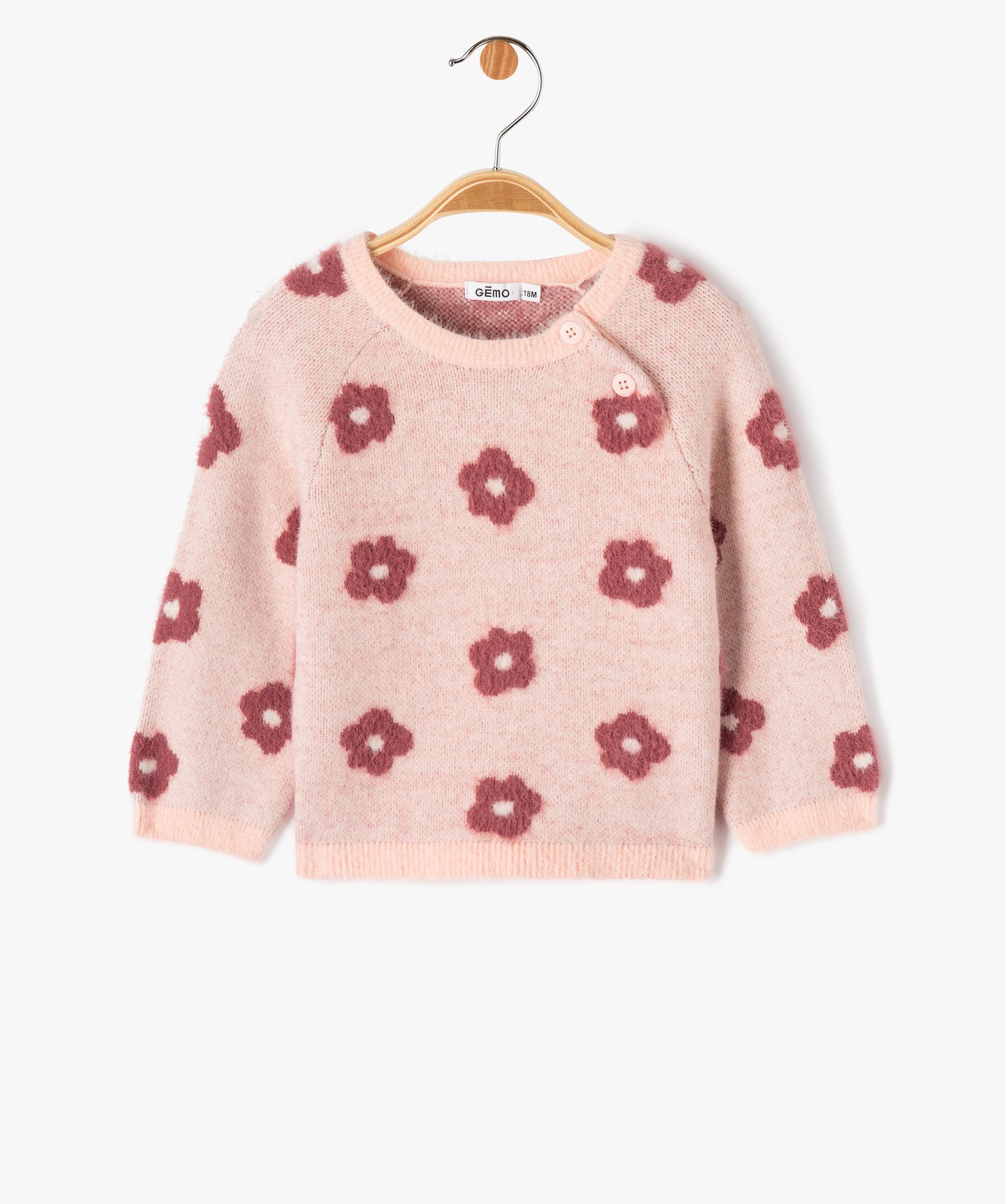 Pull en maille peluche à motif fleurs bébé fille multicolore | GEMO