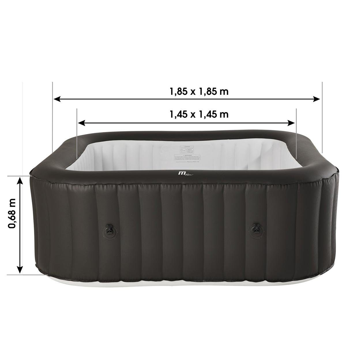 mSpa Whirlpool BRAST Whirlpool aufblasbar 'Vito' 6 Personen, (185x185x68cm, In- Outdoor Pool), inkl. Aufblasfunktion Abdeckung Timer Heizung