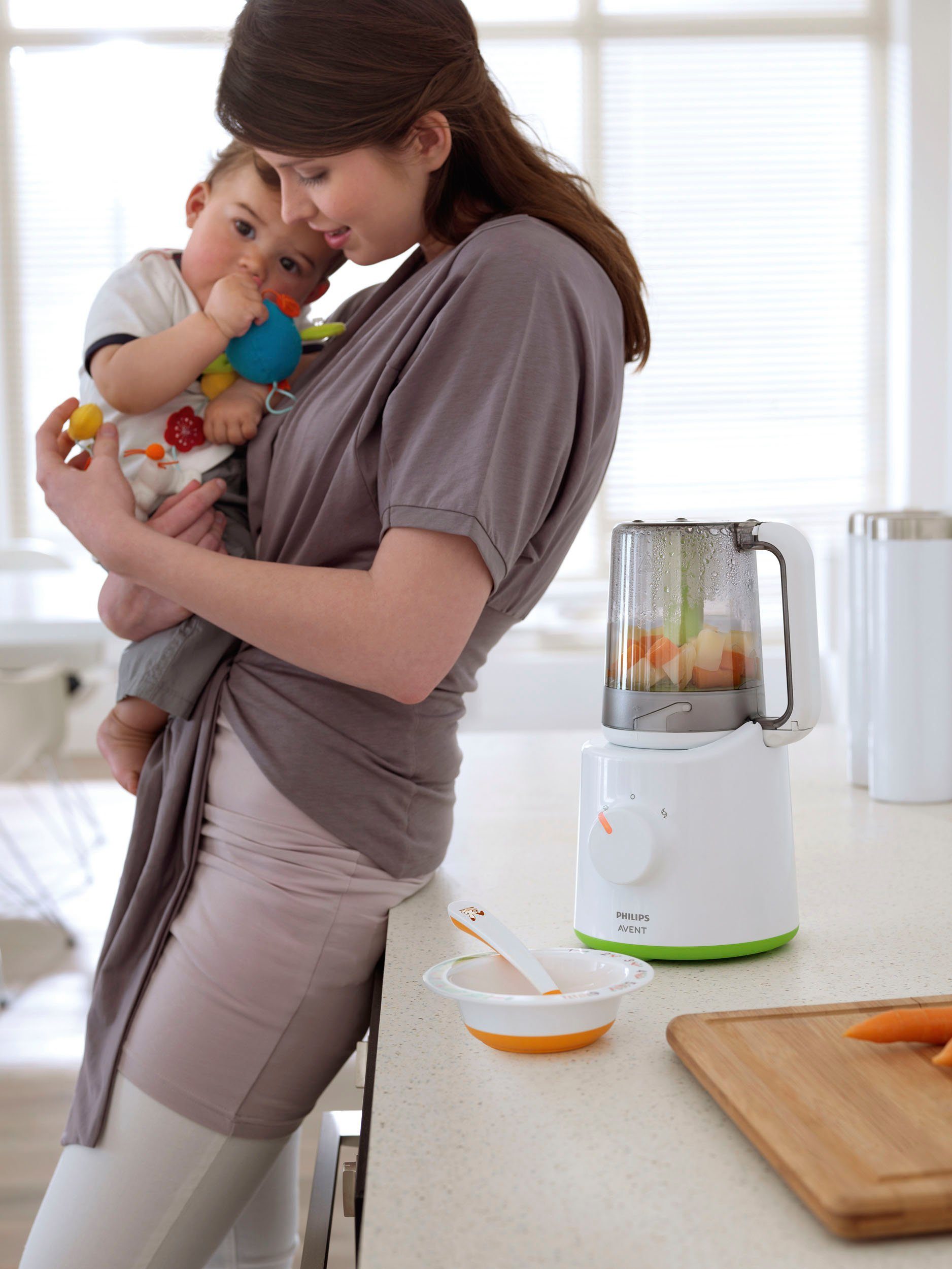 Philips AVENT Babynahrungszubereiter SCF870/20, 400 W, 2-in-1, Dampfgaren und Mixen, mit 12 altersgerechten Rezepten