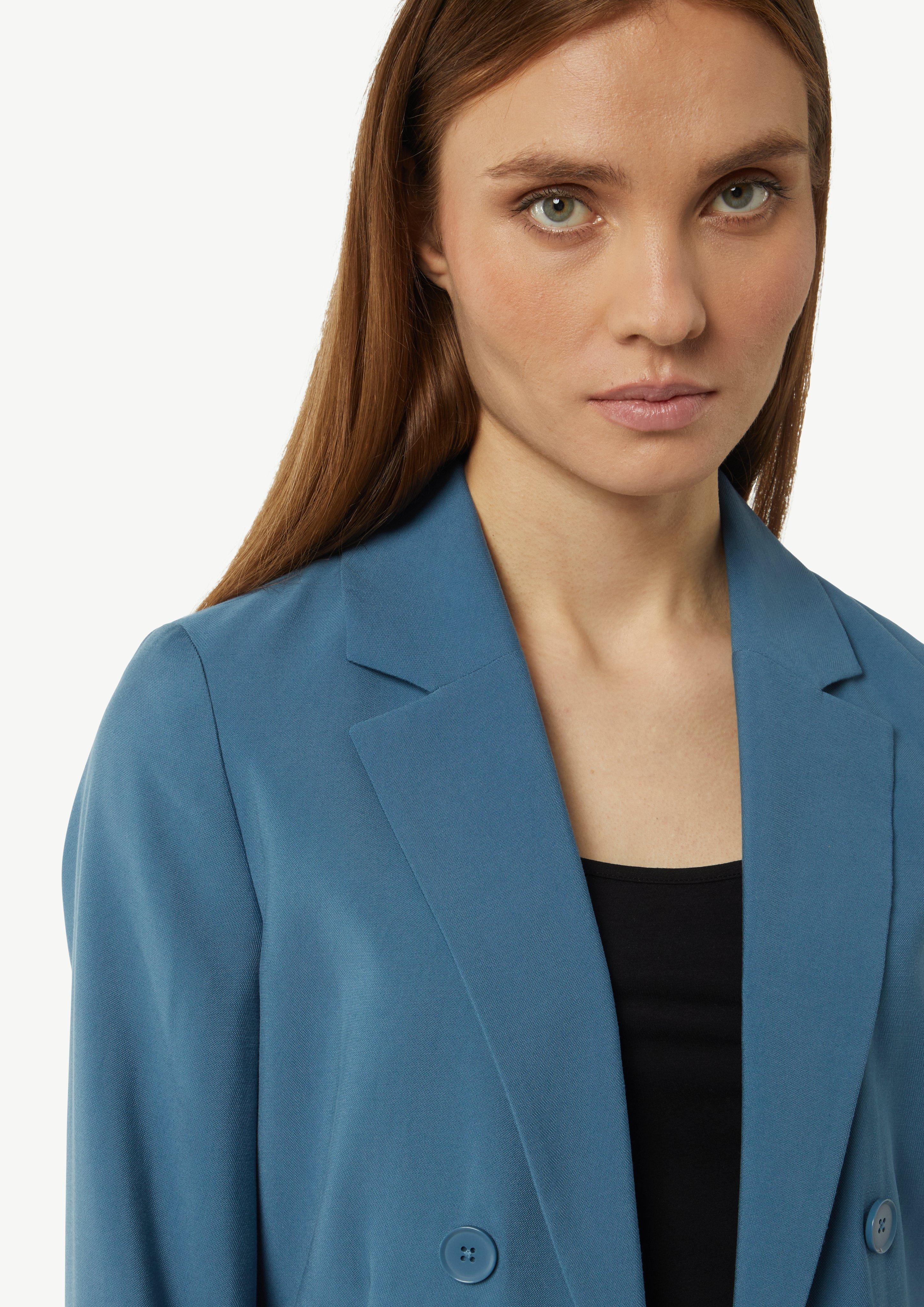 Offener Longblazer mit Piquestruktur - blau