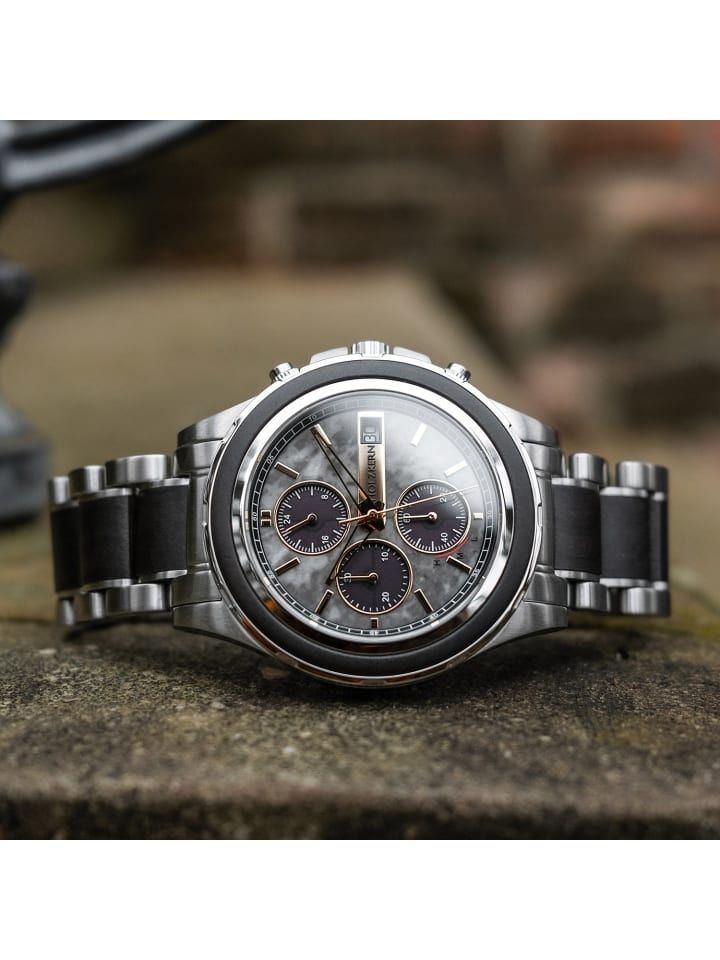 Holzkern Herrenuhr Solar-Chronograph Kairo Ahorn Schwarz/Marmor günstig kaufen onesize