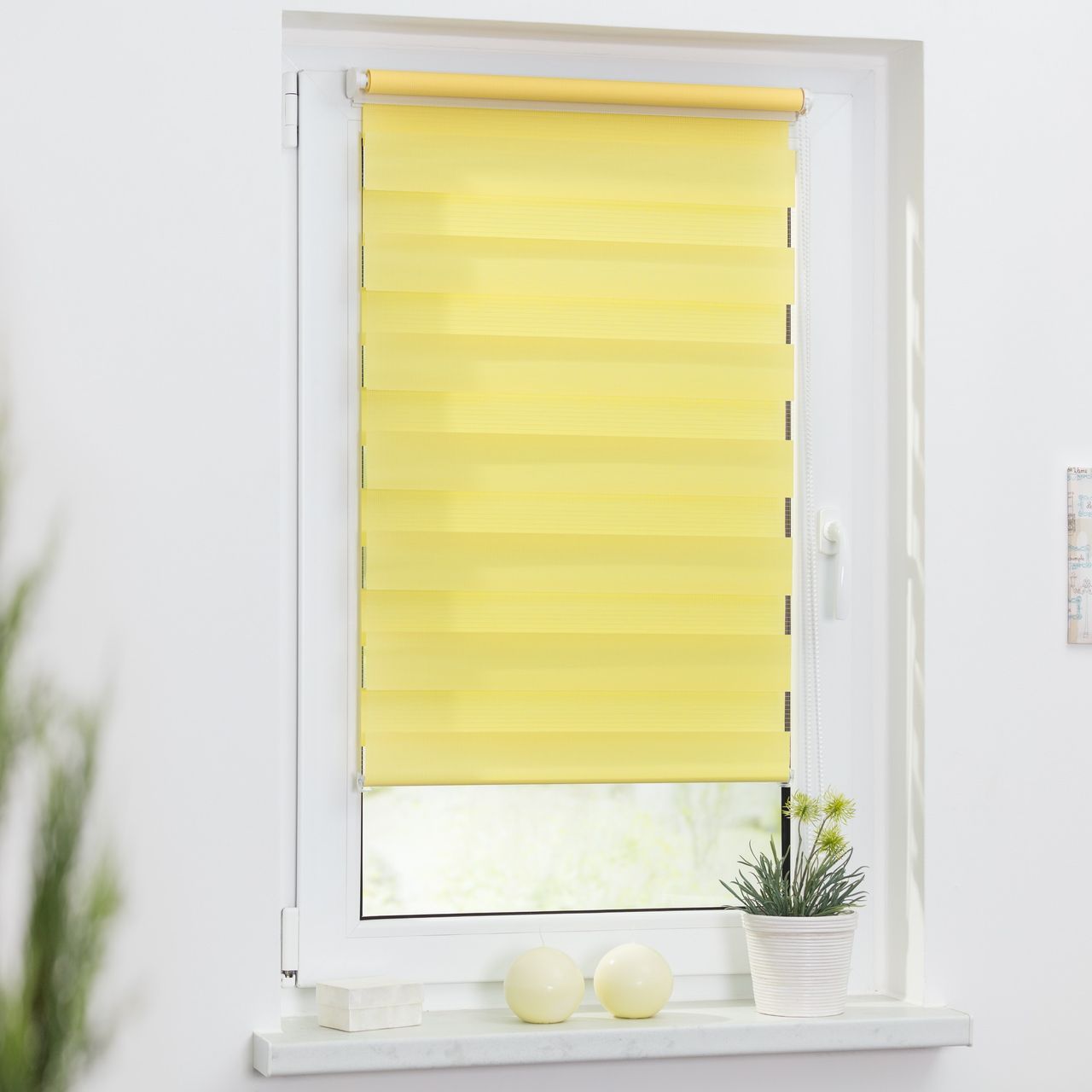 Lichtblick Duo-Rollo Klemmfix, ohne Bohren - Gelb, 100 cm x 150 cm (B x L)