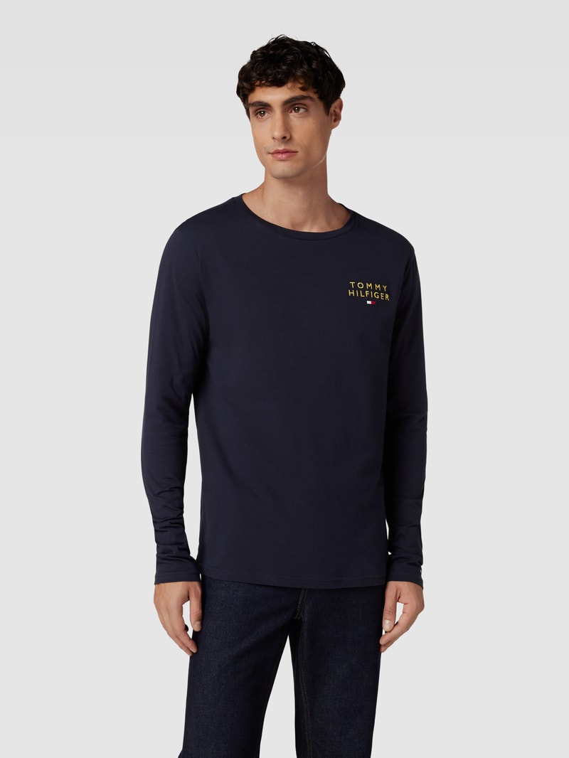 Longsleeve mit Label-Stitching Modell 'ORIGINAL' in marineblau
